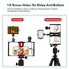 PULUZ 3 in 1 Vlogging Live Broadcast LED Selfie Light Smartphone Video Rig Kits with Microphone + Cold Shoe Tripod Head for iPhone, Galaxy, Huawei, Xiaomi, HTC, LG, Google, and Other Smartphones(Red)