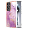 For Samsung Galaxy S25 Ultra 5G Electroplating Marble Pattern Dual-side IMD TPU Shockproof Phone Case(Purple 001)