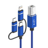 3 in 1 8 Pin, Type-C, Micro USB to USB-B MIDI Instruments Printer Cable, Length: 1m, Length:1m(Blue)