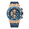OCHSTIN 6100A Multifunctional Quartz Waterproof TPU Strap Men Watch(Rose Gold+Blue)