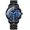 FNGEEN 4006 Men Trendy Waterproof Quartz Watch(Black Steel Blue Surface)