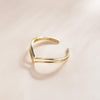 S925 Sterling Silver Simple Hollow Lines Women Open Ring