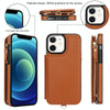 For iPhone 12 mini Double Flap Zipper RFID Leather Phone Case with Short Lanyard(Brown)