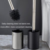 Bathroom Stainless Steel Base Leak-Proof Toilet Brush Set, Color: Flocked Primary Color Long Rod