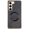 For Samsung Galaxy S23+ 5G Electroplating PC Glitter Grain MagSafe Phone Case(Black)