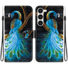 For Samsung Galaxy S23+ 5G Crystal Texture Colored Drawing Leather Phone Case(Peacock)