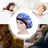 2 PCS Women Satin Night Sleep Cap Hair Bonnet Hat Silk Head Cover Wide Elastic Band(Royal Blue Flower)