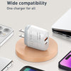 LDNIO Q229 QC3.0 / PD20W USB + Type-C Fast Charger with 1m Type-C to 8 Pin Cable, Plug Type:UK Plug(White)