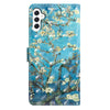 For Samsung Galaxy A26 5G 3D Pattern Leather Phone Case(Blue Base Apricot Flower)