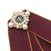Unisex Pearl Bow-knot Cloth Bow Tie Brooch Clothing Accessories, Style:Pin Buckle Version(Navy)