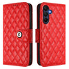 For Samsung Galaxy A26 5G Rhombic Texture Flip Leather Phone Case with Lanyard(Red)