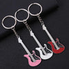 2 PCS Creative Guitar Keychain Metal Musical Instrument Pendant(Pink)