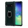 For Galaxy S10+ Carbon Fiber Protective Case with 360 Degree Rotating Ring Holder(Green)