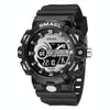 SMAEL 8081 Multifunctional Waterproof Luminous Numeric Digital Dual Display Outdoor Sports Watch(Black White)