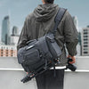 Cwatcun D115 Shoulder Crossbody Waterproof Leather Film DSLR Camera Bag, Color: Black Medium