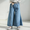 Retro Autumn Clothes Flare Pants Jeans Wide Leg Pants for Girls, Height:Size 15 Shit for (120-130cm(Blue)