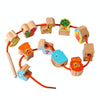 Wooden Toys Baby DIY Toy Cartoon Fruit Animal Stringing Threading Wooden Beads Toy(Animal)