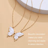 Sisters Mother and Daughter Alloy Drip Oil Butterfly Necklace Clavicle Chain(Gold)