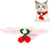 Handmade Knitted Cherry Pet Collar (Pink, M 25-30cm) - Cat & Dog
