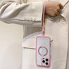 For iPhone 15 Pro Max Airbag 3 in 1 CD Texture MagSafe Phone Case with Strap(Purple)