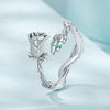 S925 Sterling Silver Platinum-plated Snake Rose Open Ring, Model: BSR199