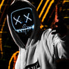 Halloween Festival Party X Face Seam Mouth Two Color LED Luminescence Mask(Blue+Ice Blue)