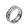 Girls Simple Titanium Steel Diamond Ring, Size: US Size 6(Double Row Silver)