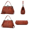 036 Vintage Buckle Handbags Leather Adjustable Crossbody Bag(Black)