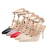 Pointed Stiletto Rivets Shallow Mouth High Heels, Shoes Size:42(Beige)