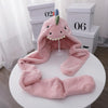 C0215 Adult Dinosaur Cartoon Velvet Hat Thickened Warm Scarf Hat, Size: One Size(Milky White)