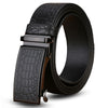120cm Crocodile Pattern Leather Men Business Belt Without Buckle(Black)