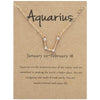12 Zodiac Signs With Diamonds Necklace Card Rhinestones Collarbone Chain Pendant, Style: Aquarius Golden