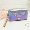 PU Laser Fishtail Portable Large Capacity Makeup Toiletries Bag(Blue Snow)