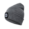 Unisex Warm Winter Polyacrylonitrile Knit Hat Adult Head Cap with 4 LED Lights, Button Battery (Grey)