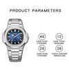 BINBOND B1885 30m Waterproof Retro Luminous Square Men Quartz Watch, Color: White Steel-Black
