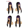 Color Bleaching And Dyeing Double Sideburns With Bangs Long Straight Hip-Hop Wig(Violet Bleaching Black)