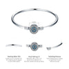 Guardian Eye S925 Sterling Silver Bangle Bracelet Set with Blue Gems, Size:21cm