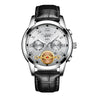 FNGEEN 4001 Men Watch Multi-Function Quartz Watch, Colour: Black Leather White Steel White Surface