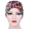 Women Floral Cotton Turban Hat Wrap Cap, Size: M56-58cm(Black Leaves)