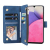 For Samsung Galaxy A33 5G Multifunctional Frosted Zipper Wallet Leather Phone Case(Blue)