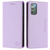 For Samsung Galaxy Note20 RC01 Dual-Folded Magnetic Suction RFID Leather Phone Case(Light Purple)