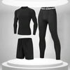 3pcs / Set Men Gym Running Clothes Set Long-Sleeved Quick-Drying Sports Suit, Size: M(Phantom Black)