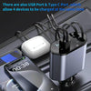 4-In-1 120W Multifunctional USB Retractable Dual-Line Digital Display Car Fast Charger(8 Pin + Type-C)