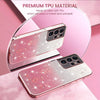 For Samsung Galaxy S21 Ultra 5G Gradient Glitter Flower All-inclusive Phone Case(Pink)
