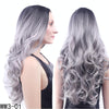 Women Medium Haircut Bangs Black Gradient Granny Grey Long Curly Big Wave Wig(Black Gray)