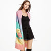 Loose Long Knitted Cardigan Women Sweater Jacket, Size: XL(Rainbow Stripes)