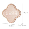 G236 LED Digital Display Flower Shape Living Room Wall Clock(Wood Grain)