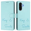 For Samsung Galaxy A56 5G Smile Embossing RFID Leather Phone Case(Mint Green)
