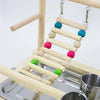 Parrot Playstand | Wooden Bird Perch with Bowls | 44cm High