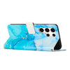 For Samsung Galaxy S24 Ultra 5G Painted Marble Pattern Leather Phone Case(Blue Green)